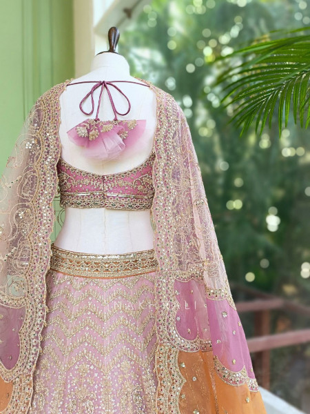 Rivara Baby Pink Lehenga Set with Heavy Zari Sequin Work