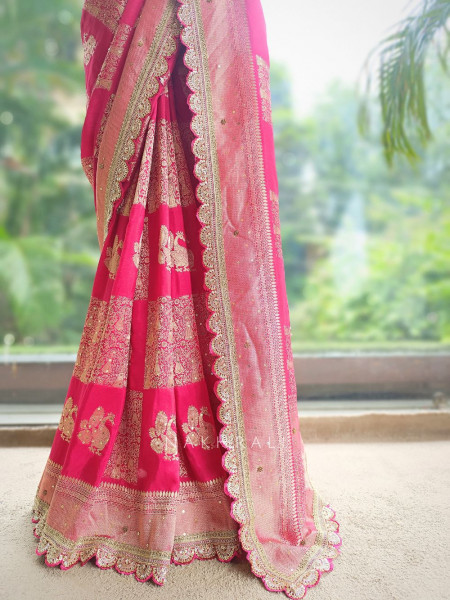 Kumud Magenta Georgette Silk Saree