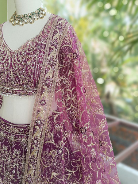 Khoobsurat Purple Embroidered Lehenga Set
