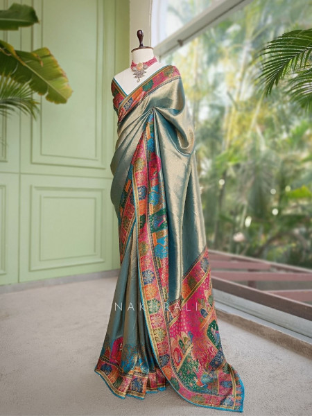 Aarunika Rama Green Banarasi Silk Saree with Heritage Weave Work