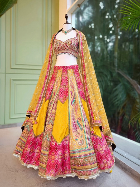 Rangriva Multicolor Sequin Zari Work Lehenga