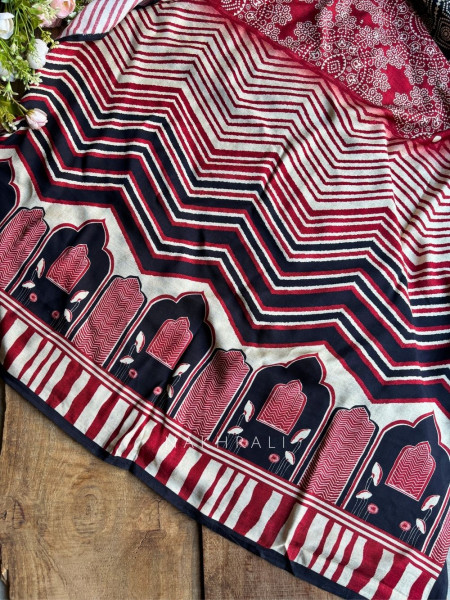 Aarohi Maroon Cotton Silk Printed Dress Material