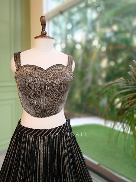 Tara Alaya Black Corset Lehenga