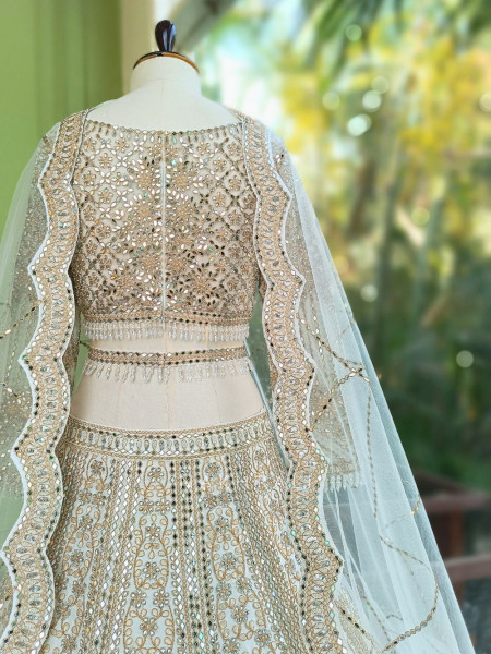 Imperial Off White Lehenga with Mirror Work and Embroidery