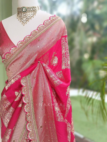 Kumud Magenta Georgette Silk Saree