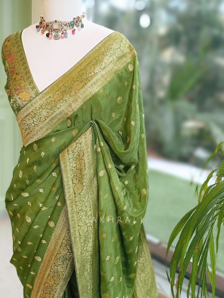 Asmi Green Banarasi Khaddi Georgette  Saree