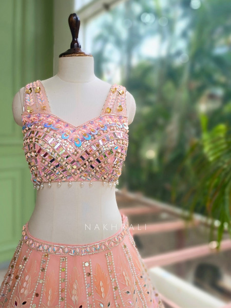 Mrinalika Pink Lehenga Set With Bead, Pearl and Sequin Work