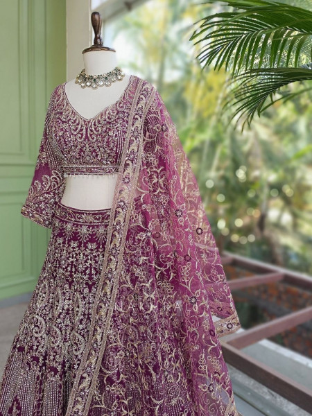 Khoobsurat Purple Embroidered Lehenga Set