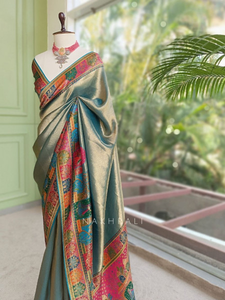 Aarunika Rama Green Banarasi Silk Saree with Heritage Weave Work
