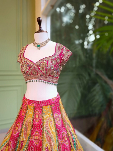 Rangriva Multicolor Sequin Zari Work Lehenga