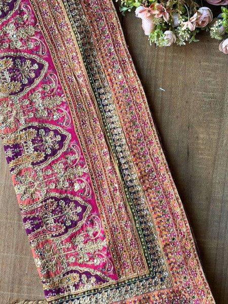 bromi Magenta Saree with Stone Embellished Readymade Blouse