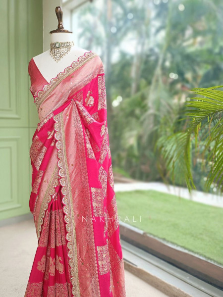 Kumud Magenta Georgette Silk Saree