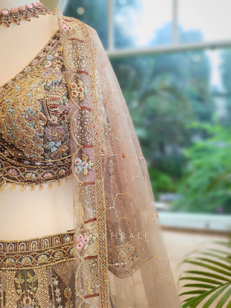 Regal Radiance Brown Embroidered Bridal Lehenga