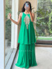 Royal Shield Green Viscose Georgette Indo-Western Drape Skirt Set