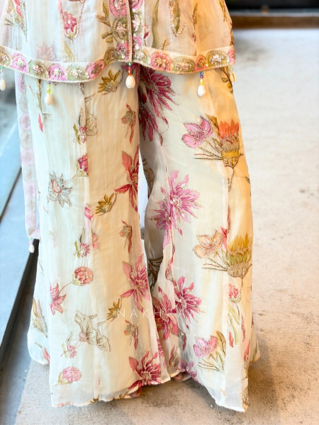 Willow Bloom Off White Indo-Western Palazzo Kurta Set
