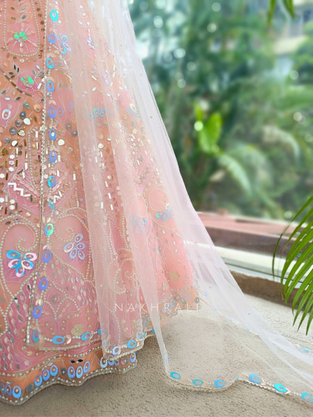 Mrinalika Pink Lehenga Set With Bead, Pearl and Sequin Work