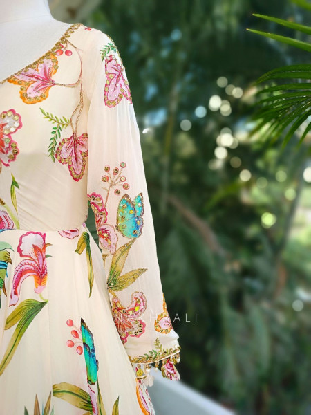 Ivana Ivory Floral Anarkali Set with Embellished Dupatta