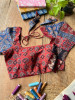 Sutr-rang Maroon Blouse Mixed Print Detail