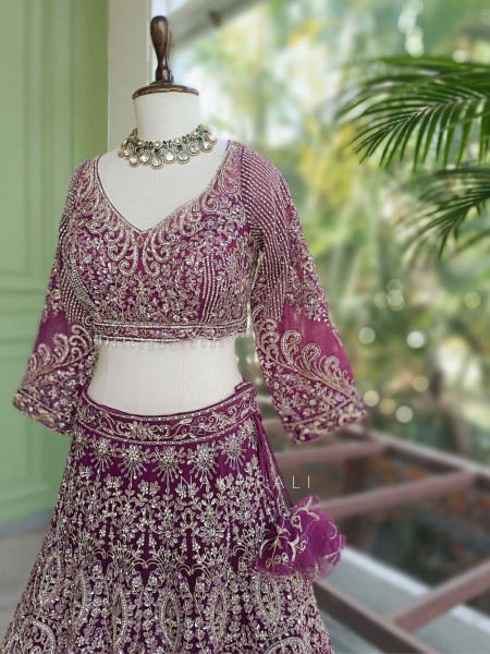 Khoobsurat Purple Embroidered Lehenga Set