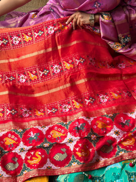 Kalyani Plum Red Patola Saree With With Running Blouse Piece