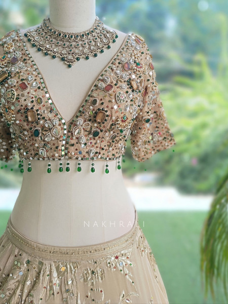 Noor-e-Kundan Beige Lehenga Set