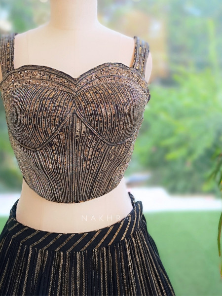 Tara Alaya Black Corset Lehenga