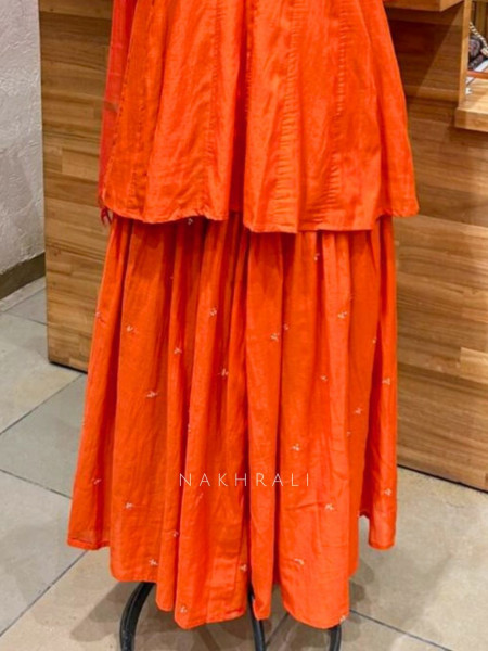Kanira Orange Gharara Suit Set with Zari Detailing
