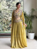 Arabesque Mustard Indo-Western Crop Top Palazzo Set with Cape Jacket