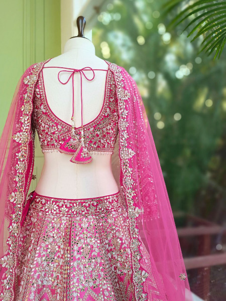 Bairan Mirror and Bead Embroidered Bridal Lehenga