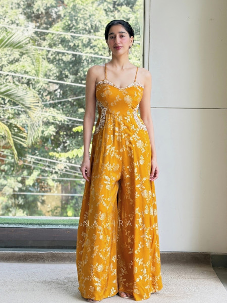 Medallion Yellow Indo-Western Jumpsuit