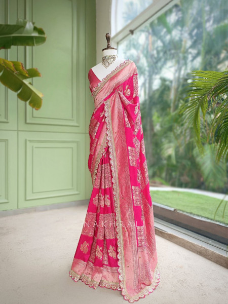 Kumud Magenta Georgette Silk Saree