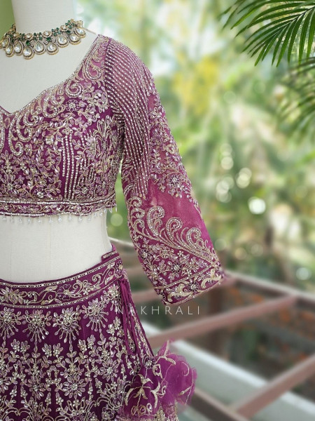 Khoobsurat Purple Embroidered Lehenga Set