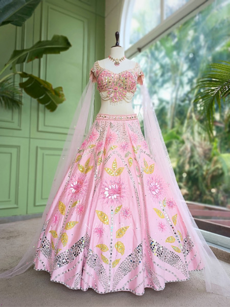 Gulabi Naznin Mirror Work Carnival Cape Lehenga Set
