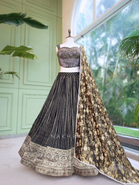 Tara Alaya Black Corset Lehenga
