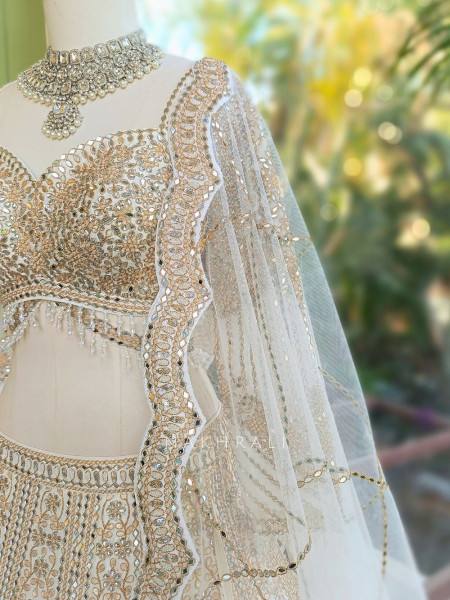 Imperial Off White Lehenga with Mirror Work and Embroidery