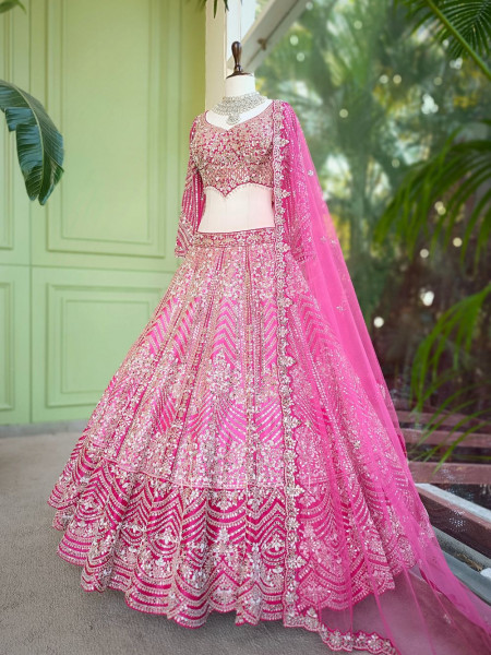 Bairan Mirror and Bead Embroidered Bridal Lehenga