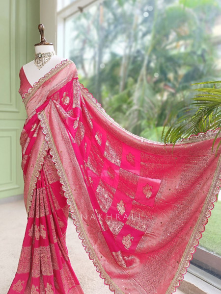 Kumud Magenta Georgette Silk Saree