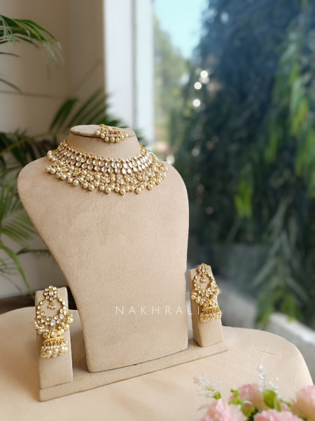 Regalia Gold Kundan Pearl Necklace Set