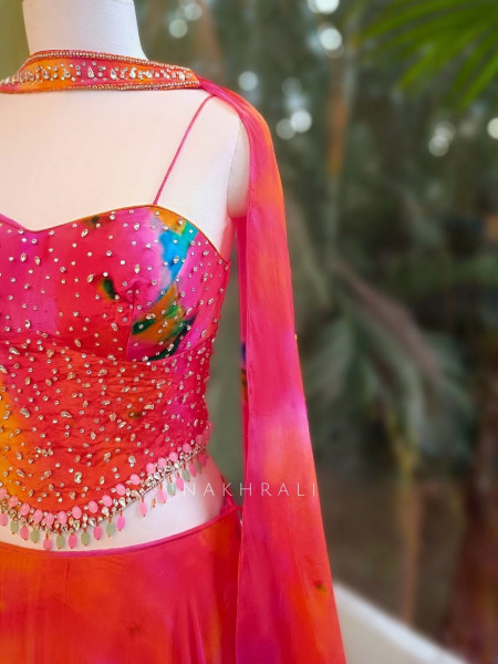 Kivara Multicolor Corset Lehenga Set with Stone Work