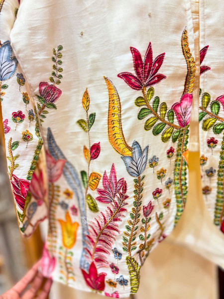 Bloomtrail Cream Co-ord Set with Embroidery Detailing