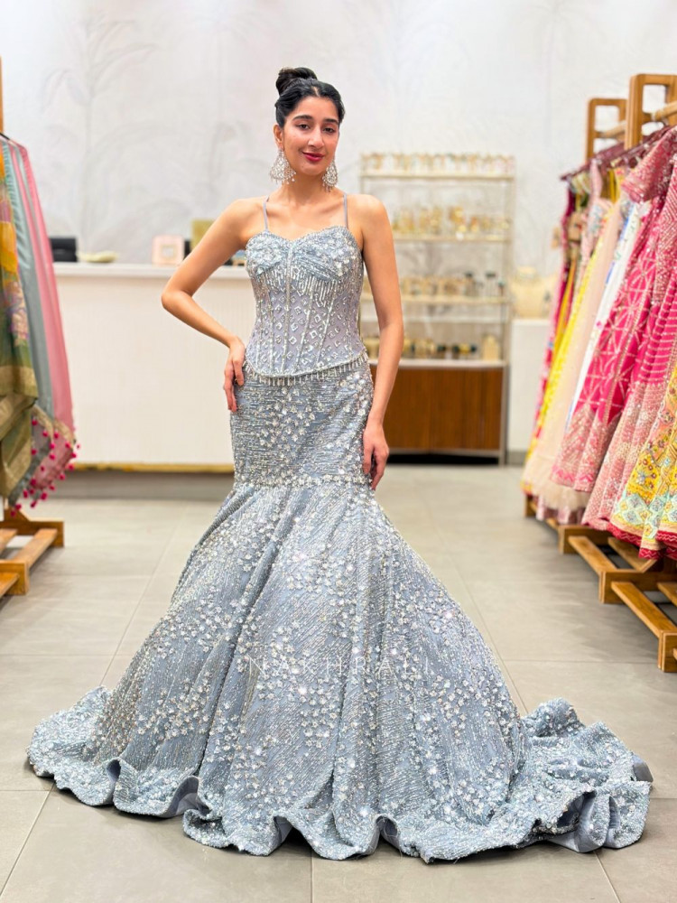 Image of Senorita Grey Sequin Cut Dana Gown