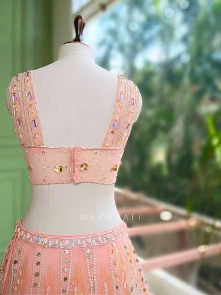 Mrinalika Pink Lehenga Set With Bead, Pearl and Sequin Work
