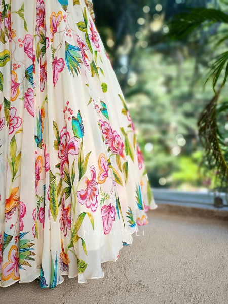 Ivana Ivory Floral Anarkali Set with Embellished Dupatta