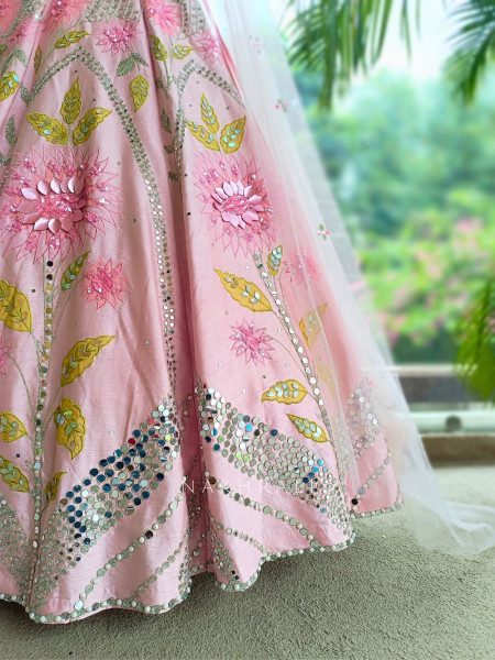 Gulabi Naznin Mirror Work Carnival Cape Lehenga Set