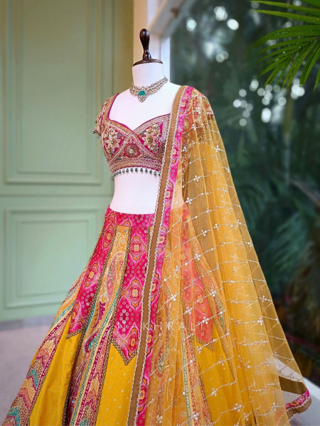 Rangriva Multicolor Sequin Zari Work Lehenga