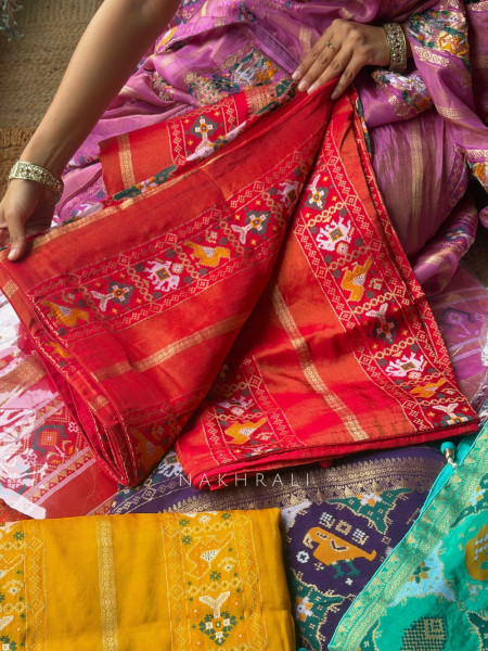 Kalyani Plum Red Patola Saree With With Running Blouse Piece
