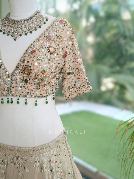 Noor-e-Kundan Beige Lehenga Set
