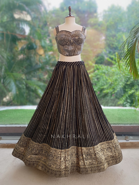 Tara Alaya Black Corset Lehenga