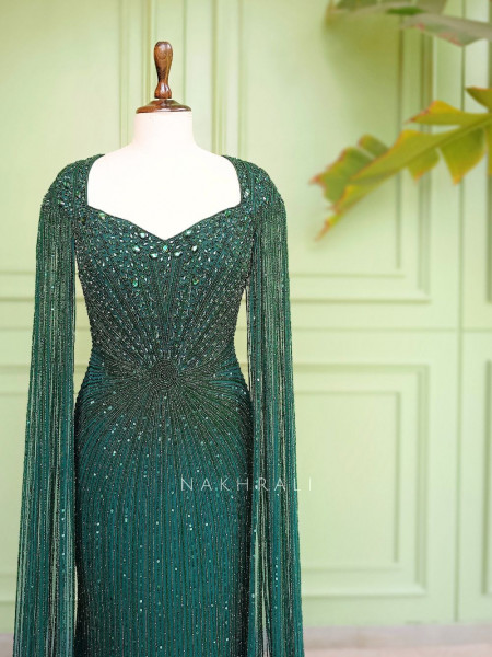 Emerald Empress Green Soft Net Gown