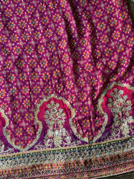 bromi Magenta Saree with Stone Embellished Readymade Blouse